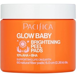 Pacifica Glow Baby 10% AHA/BHA almohadillas de pelar iluminadoras, blanco, naranja, 60.0 unidades