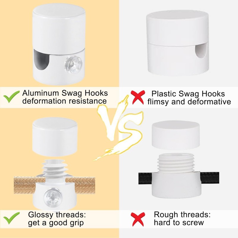 Adcssynd 3 Pack Upgrade Ceiling Hooks for Hanging Lights, White