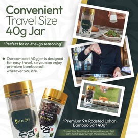 Premium 9X Roasted Lohas Bamboo Salt 40g – Travel Size Traditional Korean Bamboo Salt with Rich Flavor & High Mineral Content (Standard 40g, Flakes)