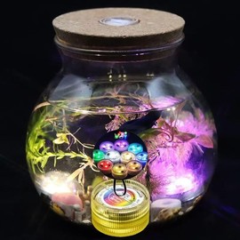 KEMANI Mini Submersible Led Lights, 5pcs Small Underwater Tea Lights Candles Waterproof with Remote Battery Operated, RGB Multicolor Changing for Wedding Home Party Festival Decoration