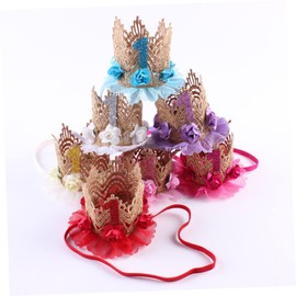 ABOOFAN Princess Baby Birthday First Birthday Decorations for Girl 1st Birthday Flower 1st Birthday Headband Baby Girl Baby First Birthday Baby Hair Accessories Baby Crown Pet Hat Newborn