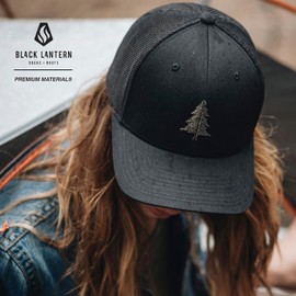 Black Lantern Trucker Trucker Hat – Brown & Tan Vintage Inspired Cap for Outdoor Enthusiasts - Rustic Mountain - Brown and Tan Mesh Backed Trucker Hat for Hiking Camping - Outdoor Aesthetic Headwear