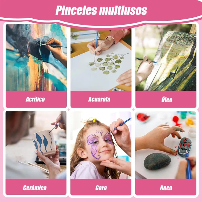 Set 100 Pinceles Para Dibujo Acuarela Acrílico Oleo Gouache