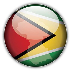 JJH Inc Guyana Map Flag Glossy Label Vinyl Decal Sticker Waterproof Car Decal Bumper Sticker 5"