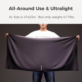 Bee Nesting Ultralight Quick Dry Towels for Backpacking, Microfiber Towel Tavel Accessories for Hiking, Beach, Gym, Swimming, Pocket Sweat Towels Set of 2 Pack, XL (120x60cm) + S (40x40cm), Dark Grey