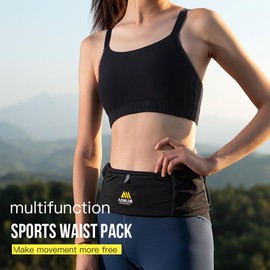 ICE FLAME Running Belt, Fitness and Running Fanny Pack for Women and Men, Waist Band Pack for Phone Keys Money, Moisture Wicking Storage Belt