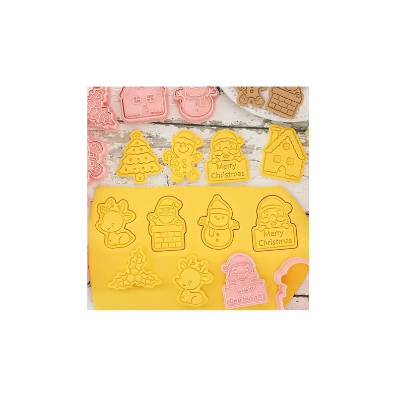 Kit 8 Pzs Cortadores De Galletas Navidad Moldes Repostería