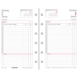 Chronoplan 50601 Calendar Insert 2021, Daily Plan Mini (79 x 125 mm), Replacement Calendar, Ideal for Detailed Daily Planning, Multi-Perforation (1 Day on 1 Page), White