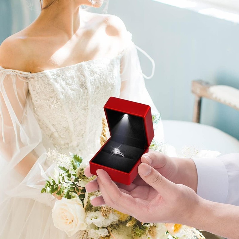 KEISIMI Luxury Ring Box with LED Light, Ring Box for