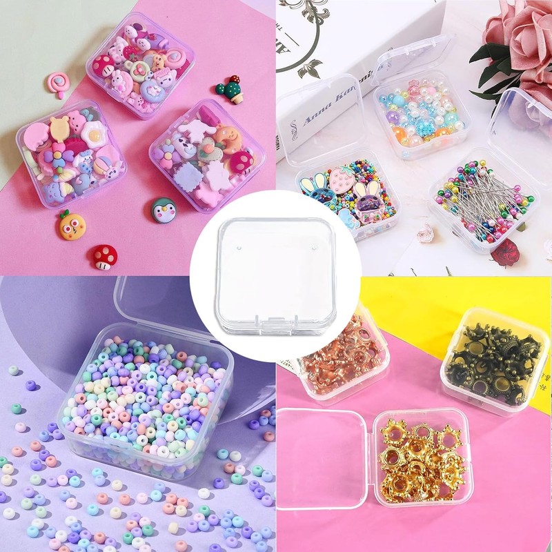 Luxiremi Small Square Clear Plastic Organizer Boxes,6pcs Mini Clear Plastic