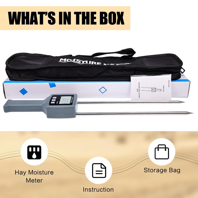 HOJILA TK100H Hay Moisture Meter for Cereal Straw, Forage Grass,