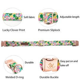 Elegant Little Tail Green Clover Adjustable X-Small Dog Collar - St. Patrick's Day & Holiday Choice