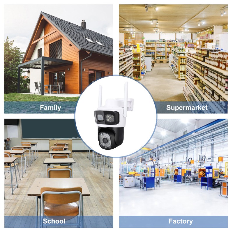 Pan Tilt Security Camera WiFi Dual Lens 4MP Night Vision