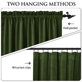 StangH Moss Green Curtains Velvet - Luxury Blackout Green Curtains for Holiday Decoration, Soft Thermal Window Treatments for Loft/Bedroom, W52 x L96, 2 Panels
