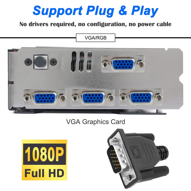 MEIRIYFA VGA Dummy Plug Headless Ghost Display Emulator, VGA Virtual
