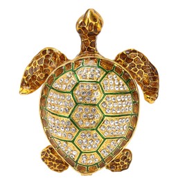 Restokki Tortoise Trinket Box Embedded Rhinestone Zinc Alloy Bright Colors Multi Purpose Bejeweled Box for Home Dressing Table Animals Ornaments Gift