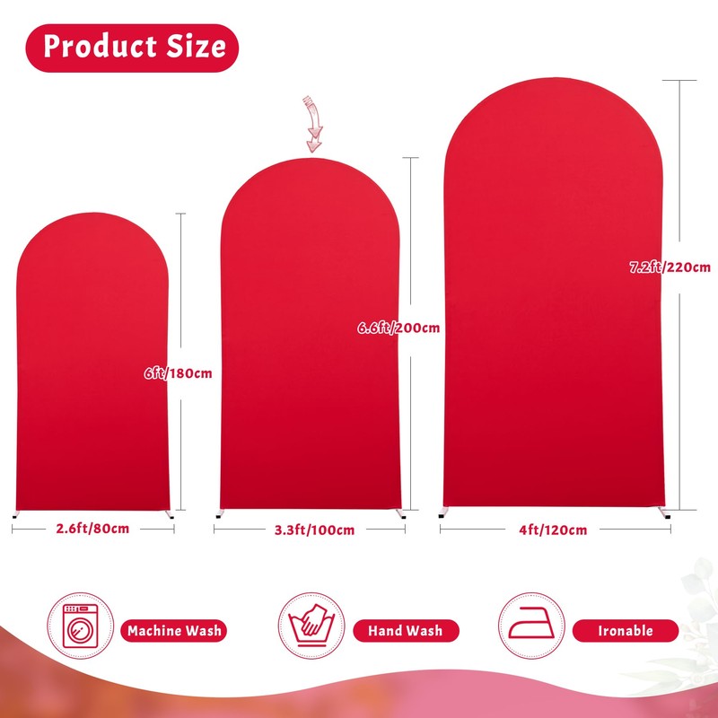 6FT Red Arch Cover - Polyester Fitted Wedding Arch Stand