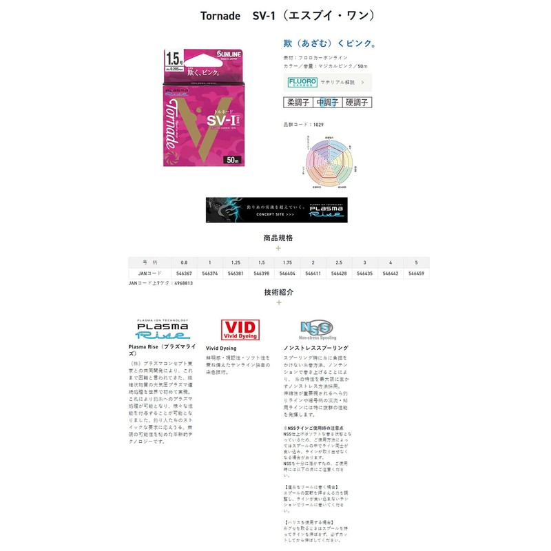 SUNLINE Tornado SV-1 '24 50m Magical Pink No. 0.8