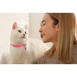 4PCS Cat Collar with Bells,Breakaway Cat Collars,Kitten Collar with Bell Moons Stars Cute Kitty Safe Kitten Collars with Pendant,Cat Collars for Girl Cats 6.9-10.7 Inch(Black&Purple&Pink&Teal)