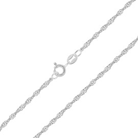 Planetys 925 Sterling Silver Rhodium Finishing Singapore Chain Necklace 1.4 mm Width 24 Inches