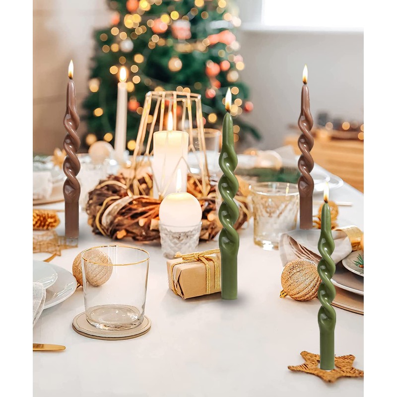 LPUSA Brown Spiral Taper Candles Twisted Candle Conical Stick Candles