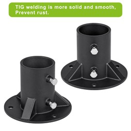 Chain Link Fence Post Floor Flange 2 1/2", Heavy Duty Round Fence Post Base, Metal Fence Post Flange, Mailbox Brackets for Round Metal Post fit OD 2-3/8'' Pipe/Post, 4Pcs