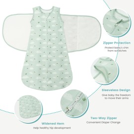 LILBESTIE Baby Sleeping Swaddle Bag 1.0 Tog 3-in-1 Adjustable Silent Hook Baby Swaddle Blanket Wrap 100% Cotton 6-12 Months, Bees & Butterflies