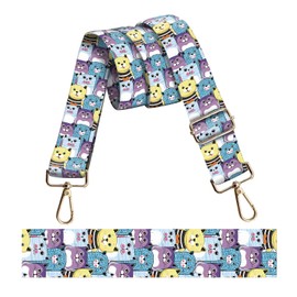 DZTLAO Wide Purse Strap Replacement Crossbody, Funny Shoulder Strap Adjustable, Cute Bag Strap for Women Guitar Purses Cute Colorful Cats