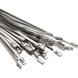 OFFO Stainless Steel Cable Ties, Cable Ties, Metal, Rustproof, 300 mm x 4.6 mm, Cable Ties Silver, UV Resistant, Steel Cable Ties for Cable Management, Pack of 30