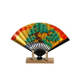 Hasegawa Kyoto Fan, Decorative Fan, Black Dyed Bone Fan Stand, With Stand, Boxed, Pine Size 5