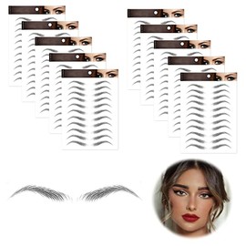 10 Sheets 110 Pairs Eyebrow Tattoo Stickers Ltsbaed Eyebrow Tattoo Stickers Black Temporary Eyebrow Stickers Waterproof Eyebrow Tattoo Sticker Durable for Girls Makeup