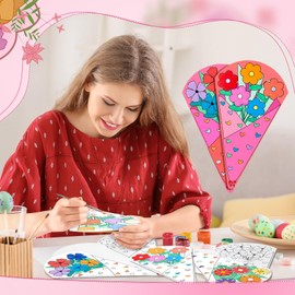 Moinchore 48 Pcs Mother's Day Crafts Bouquet Color Your Own Paper Bouquet Coloring DIY Crafts Best Mom Gifts for Women Nurse Mother Teacher's Day Birthday Home Fun Activities Party Gift Favors