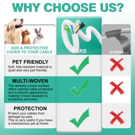 UOMTFAI UOMTFAI Dog and Cat Cord Protector 10ft - 3/8inch, Flexible Cable Sleeve for Easy Cord Management, Protects Cables from Pets Chewing, Ideal for USB, Power, Audio and Video Cords - White