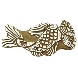 Indian Wood Stamps Fish Stamp Handcarved Printing Block Textile Stamp