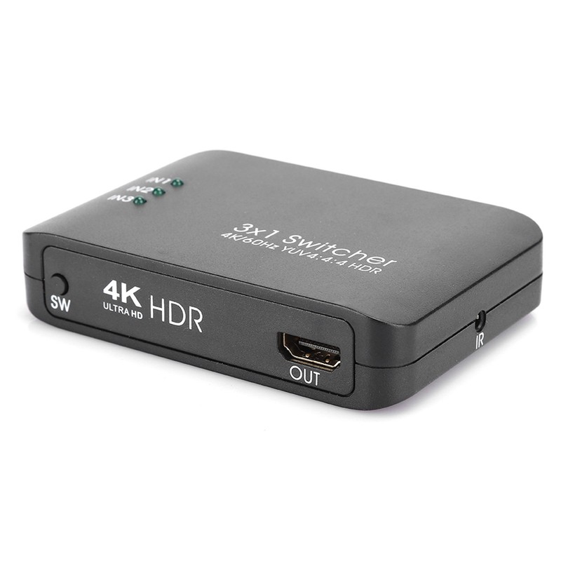 3x1 4K HDMI 2.0 Switcher HD IR Remote Control Splitter