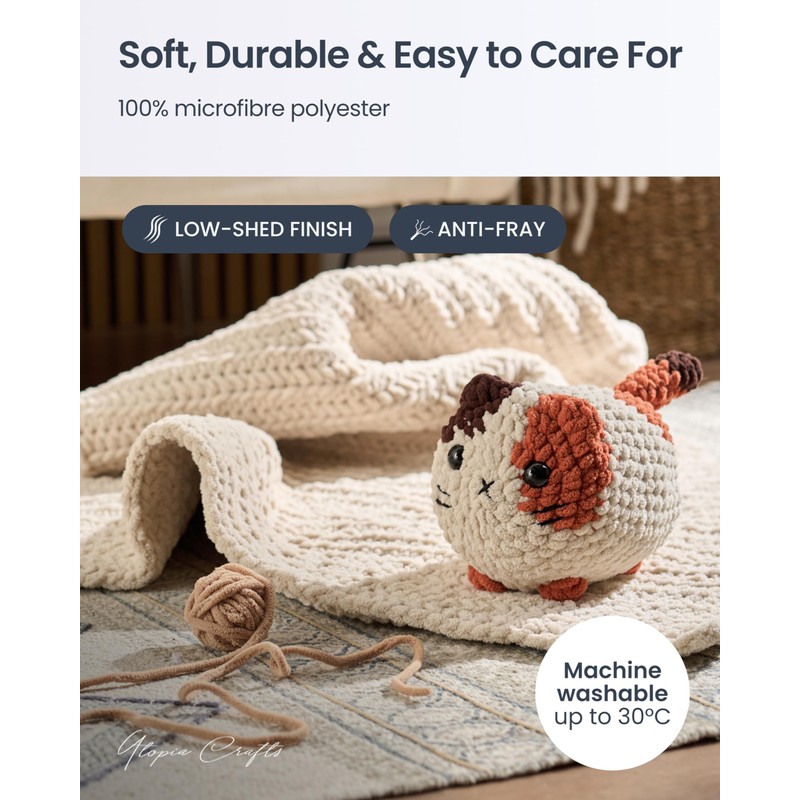Utopia Crafts Cuddle Super Chunky Chenille Soft Yarn for Knitting
