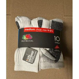 FRUIT OF THE LOOM YOUTH UNISEX CREW SOCKS, WHITE, SIZE MEDIUM