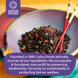 Lotus Foods Organic Forbidden Rice - Black Rice Organic, Purple Rice, Black Rice Bulk, Gluten Free Heirloom Rice, Whole Grain, Non GMO, Vegan - 15 Oz Bag (Pack of 1)