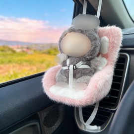 SwiftServ Doll Car Seat for 17cm Dolls with Air Vent Clip and Desktop Stand, Cute and Functional Car Ornament for Blind Box Doll Fans, Collectors, (Orange)