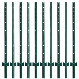 FENSMILE 4.8 Feet Fence Posts Sturdy Duty Metal Fence Post, No Dig Garden U Post for Wire Fencing Steel Post for Yard, Outdoor Wire, Pack of 10