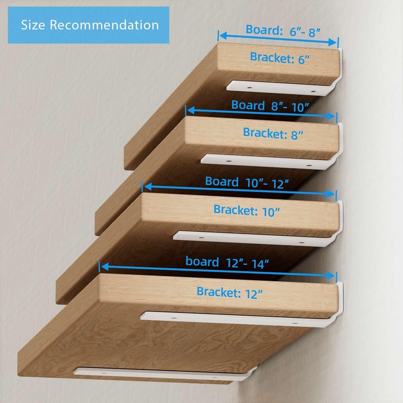 Shelf Brackets, Heavy Duty Floating Shelf Brackets 8-Inch Long, 6-Pack