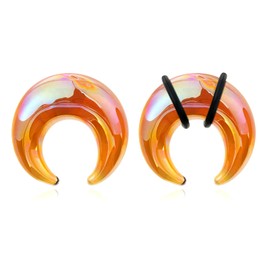 Longbeauty 1 Pair Glass Ear Piercing 2G 0G 00G Septum Pincher Tapers Ear Expander C-Shape Buffalo Stretcher