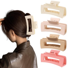 Flomiara 4PCS Hair Clips for Women, Large Claw Clips, Square Hair Clip, Suitable for Thick Thin Hair, Large Strong-Hold Claws for Styling, 10.5 Centimeter Hair Clip, Light Cute for Women Girls Kids