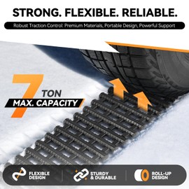 Auto Dynasty 32" Traction Mat Portable Recovery Tracks Mat Traction Board Non-Slip Max Capacity Load 7-Ton Compatible with Most Vehicles, Fits with Snow, Ice, Mud and Sand Emergency Aid, Black