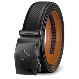 BULLIANT Men Belt, Ratchet Leather Belt for Men Dress Casual Pants Jeans 1 3/8",Cut for Fit.(Black-48-56" Waist Adjustable)