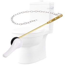 1 Set Universal Toilet Handle Replacement Kit with Stainless Steel Flapper Chain and Aluminum Alloy Arm, White Front Mount Toilet Flush Handle Replacement Toilets Handles Lever Replacements, White