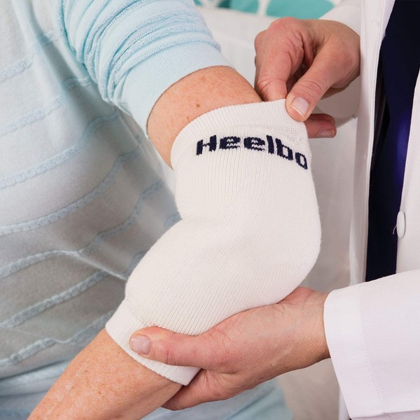 DMI Heelbo Heel and Elbow Brace for Tendinitis, Arthritis and Plantar Fasciitis with Foam Insert to Reduce Pressure and Enhance Support, Machine Washable, Pack of 2, White, Size Large