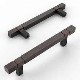 Amerdeco 10 Pack Oil Rubbed Bronze Kitchen Cabinet Pulls 3-3/4 Inch Hole Centers Cabinet Hardware Kitchen Handles for Cabinets Cupboard Handles Drawer Pulls T Bar ZH0021