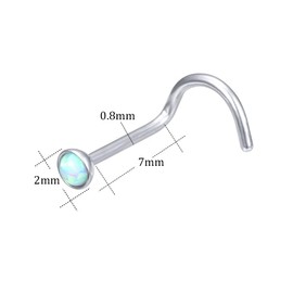 ZS 5 Pieces Blue Opal Nose Studs 20 Gauge Nose Pin L-Shape Nose Piercing Stud Stainless Steel Nose Stud Retainer