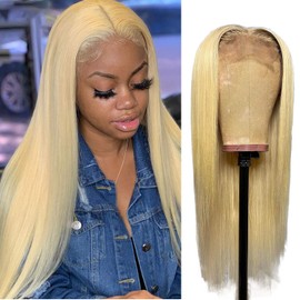 Blonde Human Hair 613 Lace Front Wigs with Baby Hair 20 inch 150% Density Blonde Wigs Human Hair Long Straight 13x4x1 Transparent Lace Wigs for Black Women T part Natural Hairline